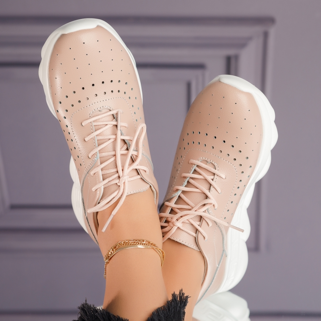 Спортни обувки Дамска естествена кожа Jade розово #4256M