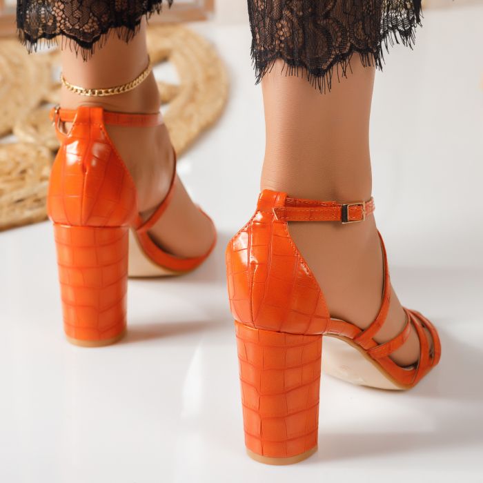Дамски сандали с ток Peyton Portocalii #4595M