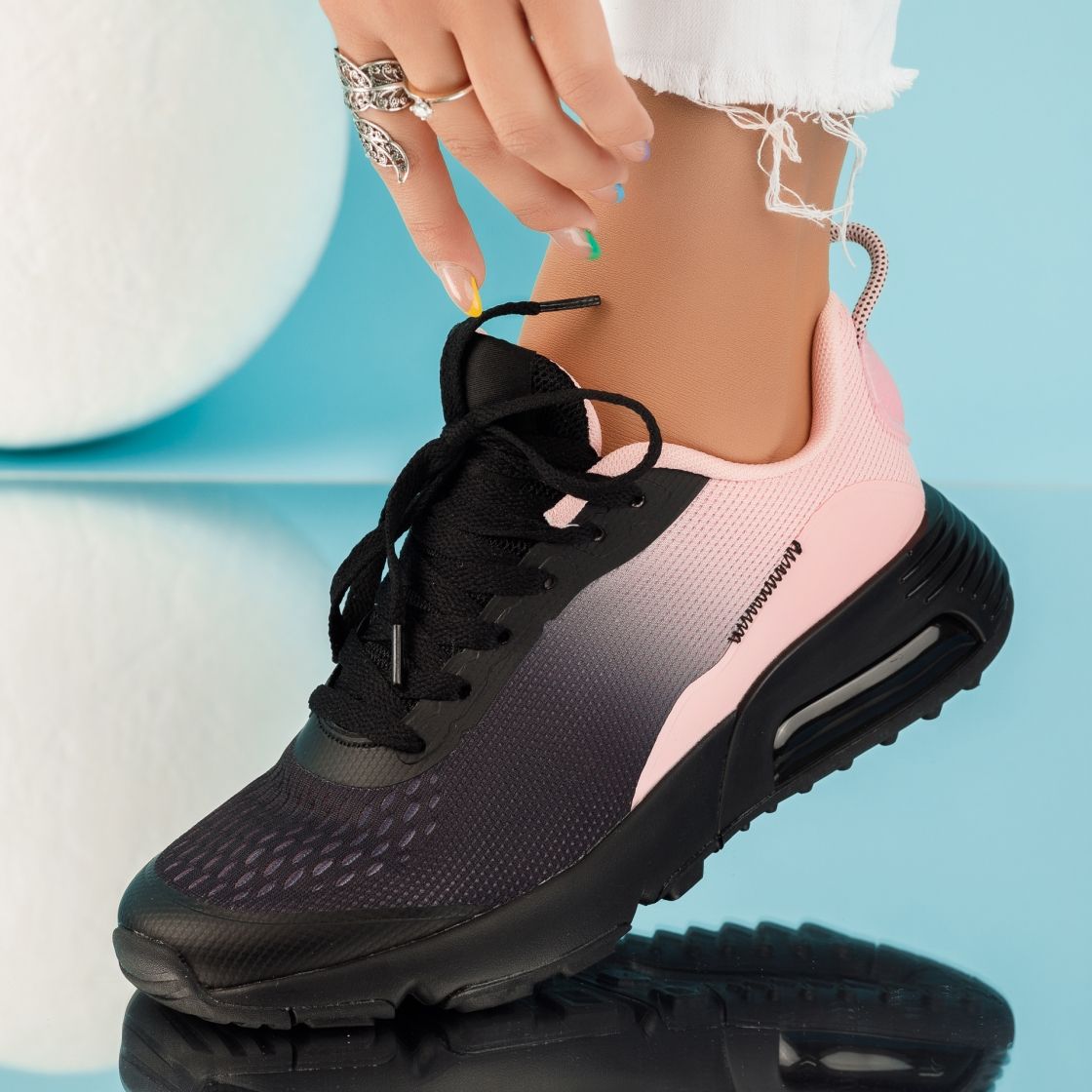 Дамски спортни обувки Skylar черен/Roz #4918M