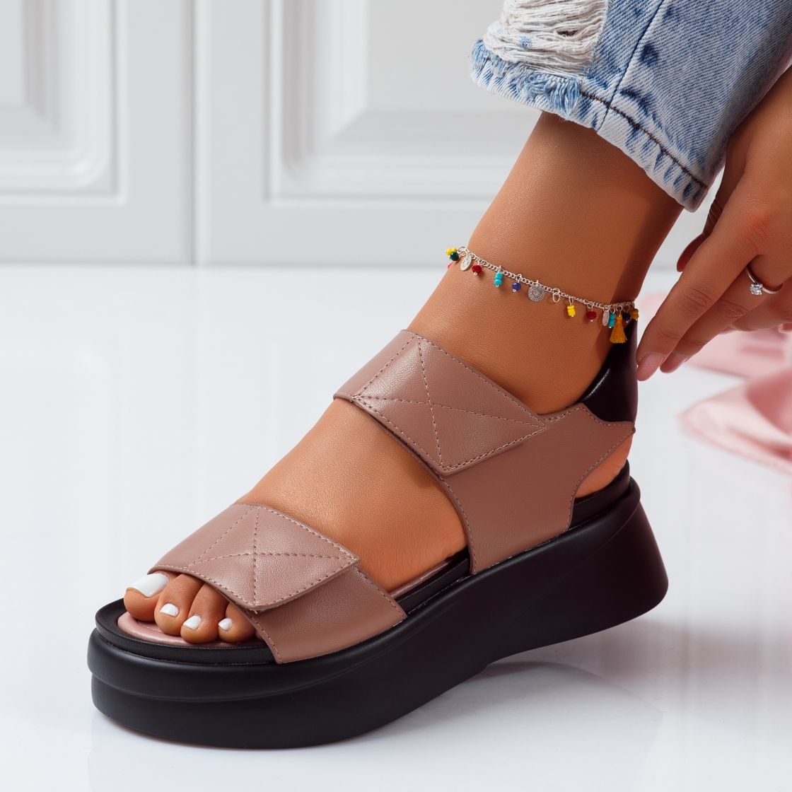 Дамски сандали с платформата Melanie Khaki #5127M