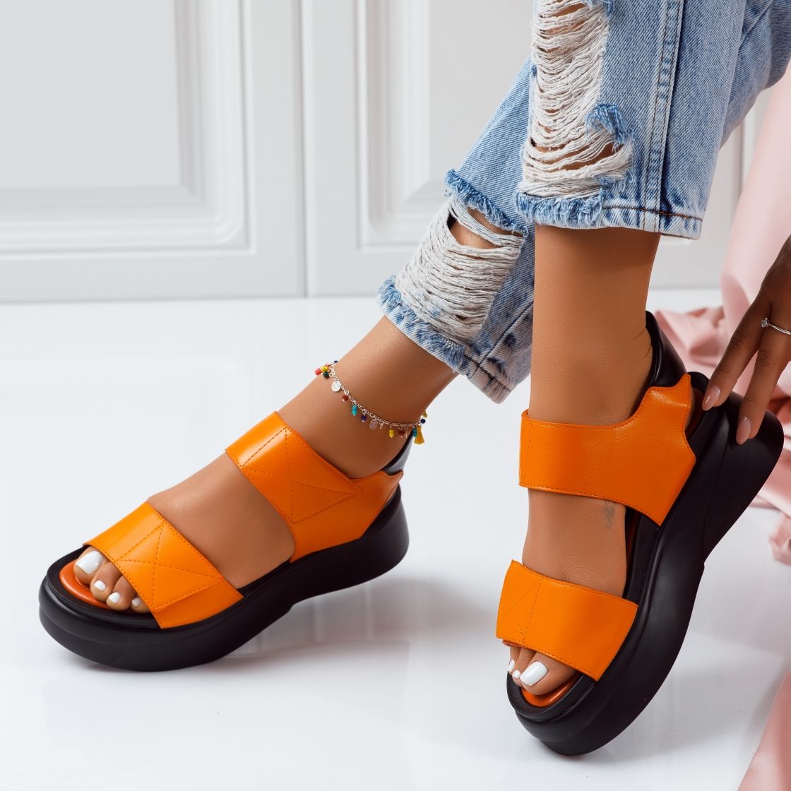 Дамски сандали с платформата Melanie Portocalii #5129M
