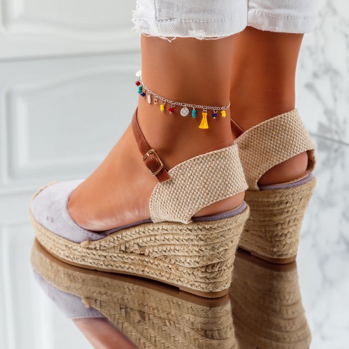 Дамски сандали с платформата Estela лилаво #5656M