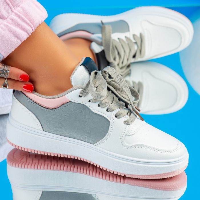 Дамски спортни обувки Iulia Сиво/розово #6502M
