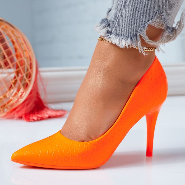 Обувки на токчета Galia оранжево #6669M