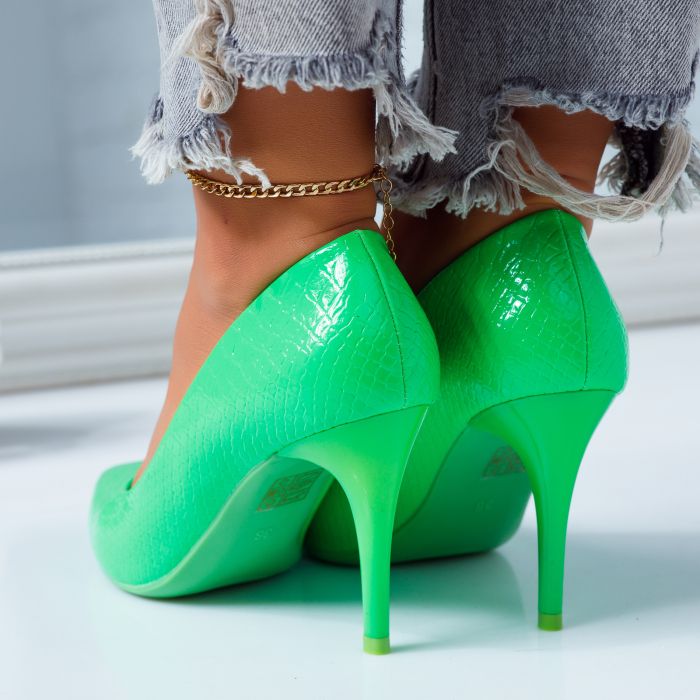 Обувки на токчета Galia зелено #6668M