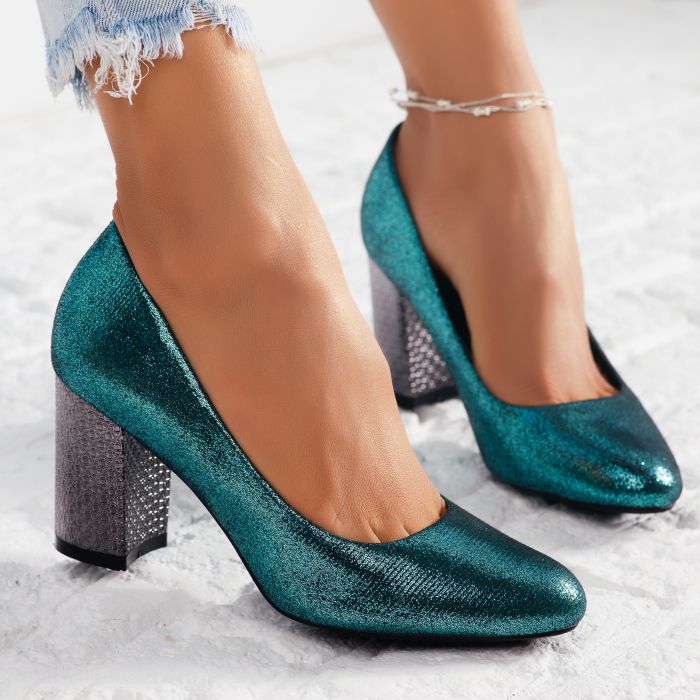 Дамски обувки на ток Kiara Зелено #7056M