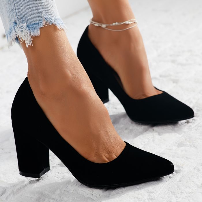 Magas sarkú cipő Fekete Abby #7115M