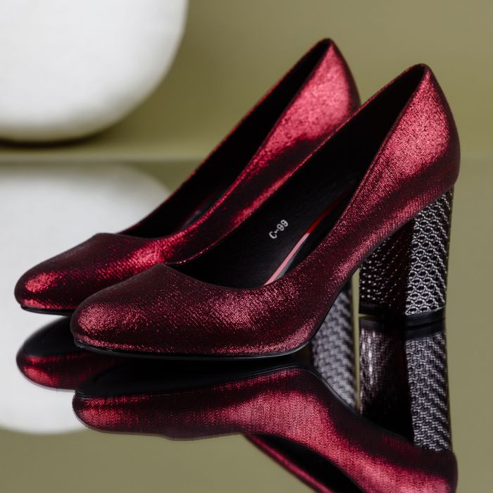 Дамски обувки на ток Kiara червен #7057M