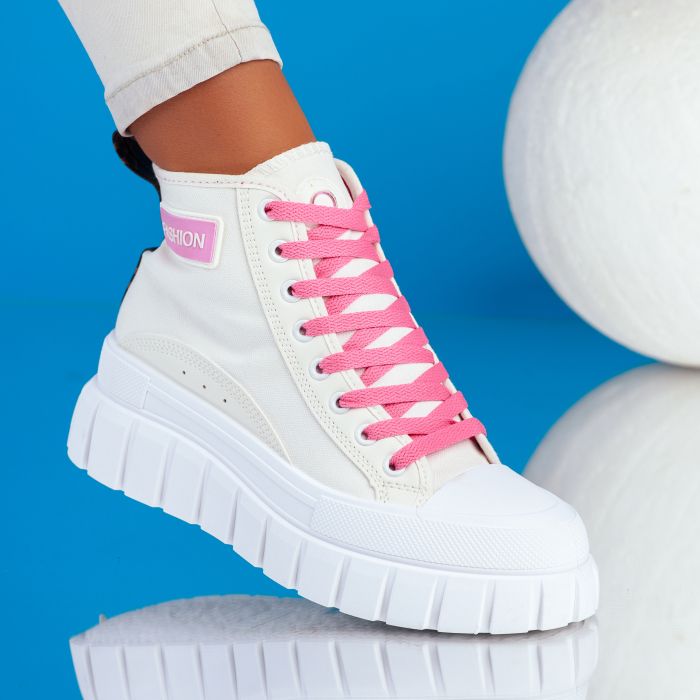 Дамски спортни обувки Live бяло/розово #8995