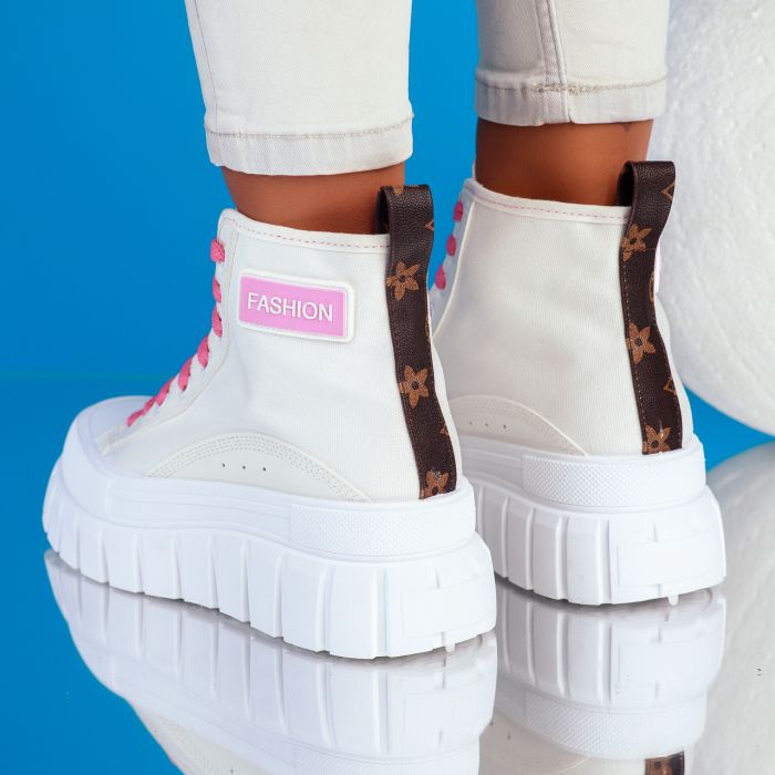 Дамски спортни обувки Live бяло/розово #8995
