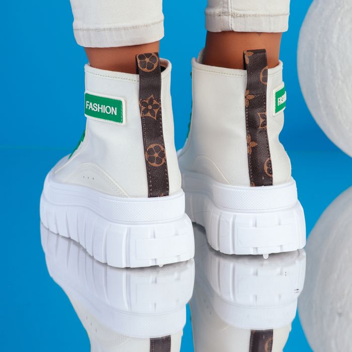 Дамски спортни обувки Live бяло/зелено #8994