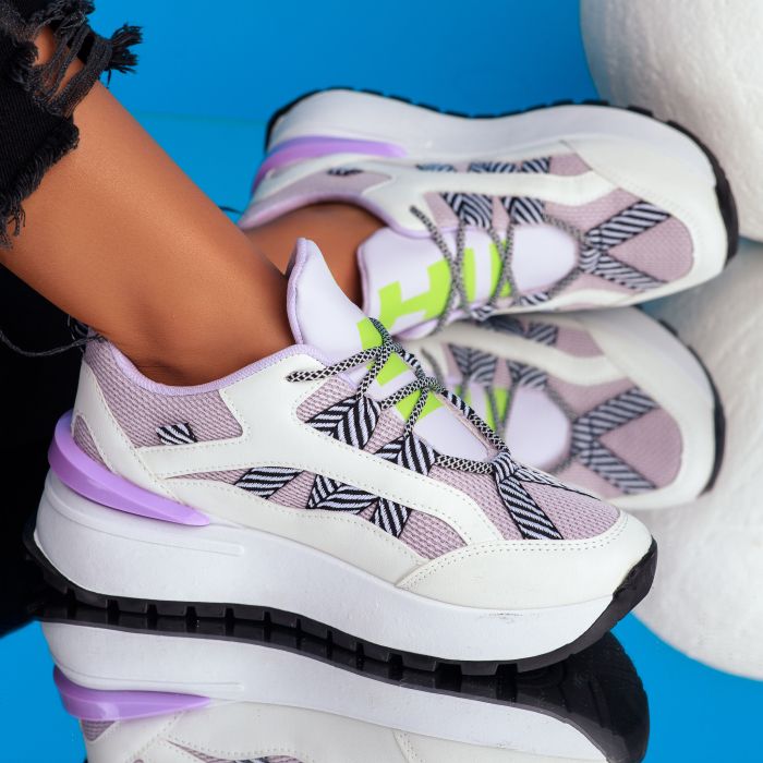 Дамски спортни обувки Alessia бяло/лилаво #9008