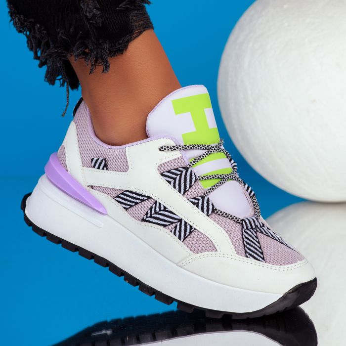 Дамски спортни обувки Alessia бяло/лилаво #9008