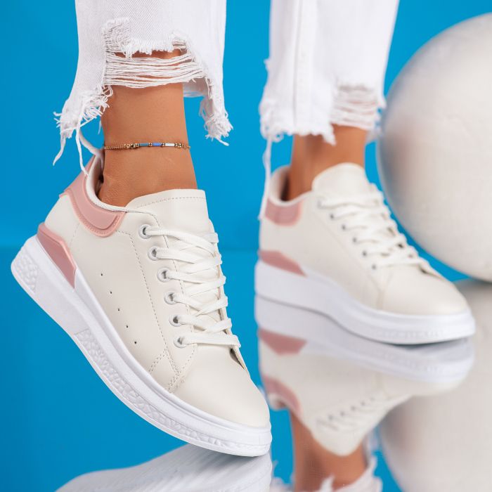 Дамски спортни обувки Sarah2  Бяло / Розово #9252