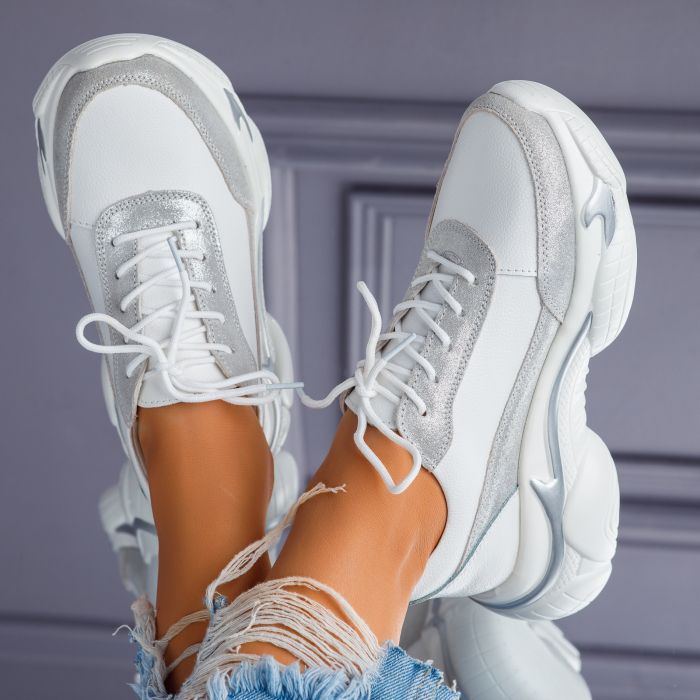 Спортни обувки Дамска естествена кожа Iris белина #9441