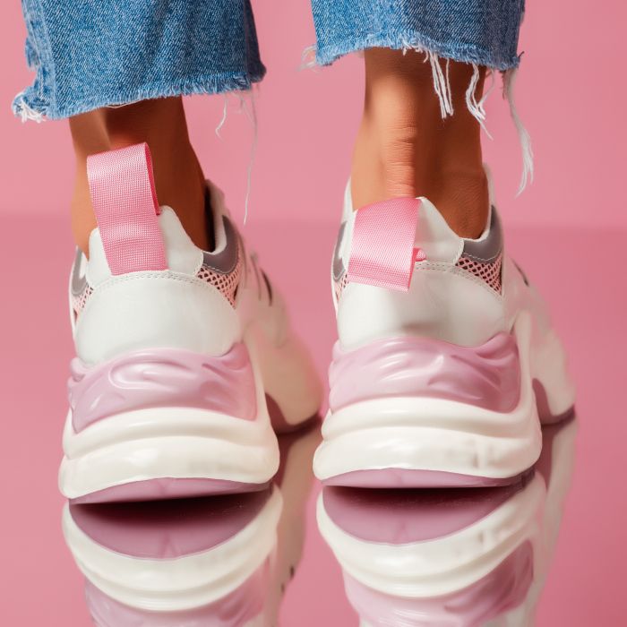 Спортни обувки от естествена кожа Stella розово #9404