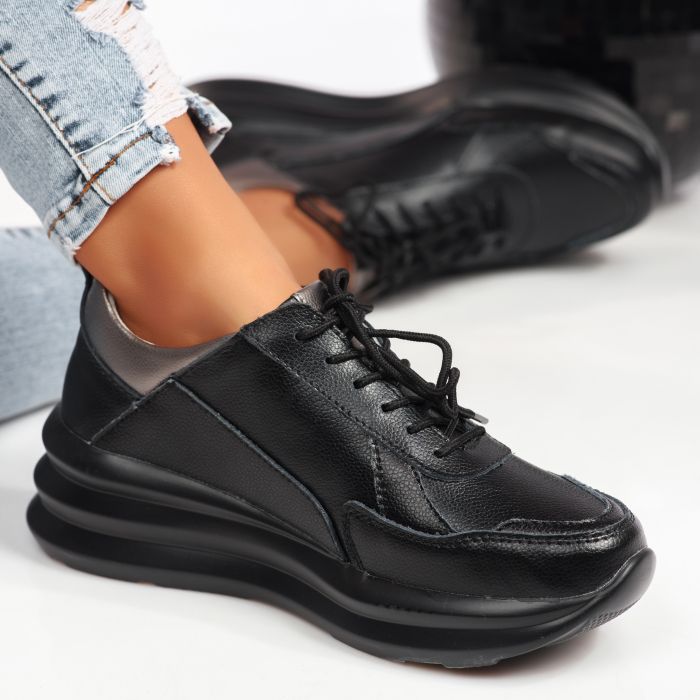 Спортни обувки от естествена кожа Faith черен #9450