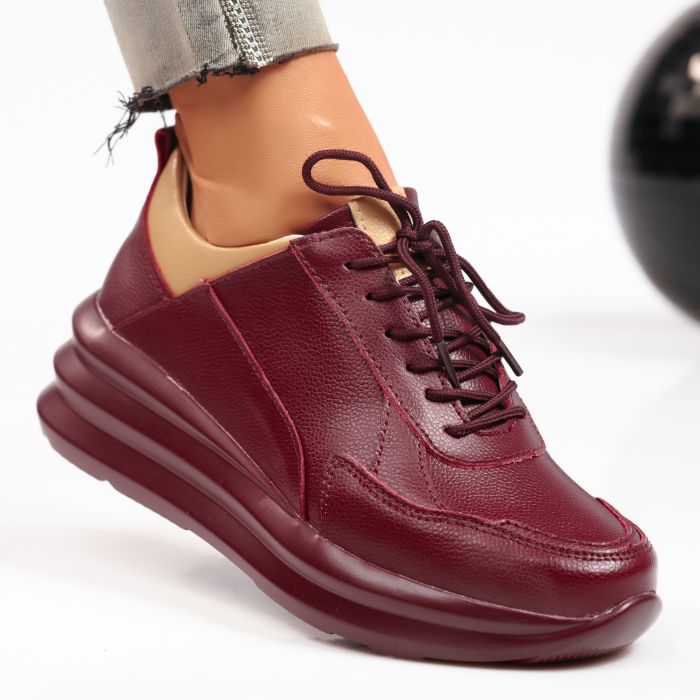 Спортни обувки от естествена кожа Faith бордо #9451