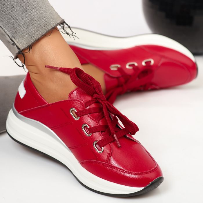 Спортни обувки от естествена кожа Roxen червен #9444