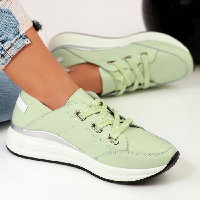 Спортни обувки от естествена кожа Roxen зелено #9448