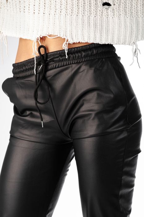Дамски панталон от екологична кожа Luella Черен #A65