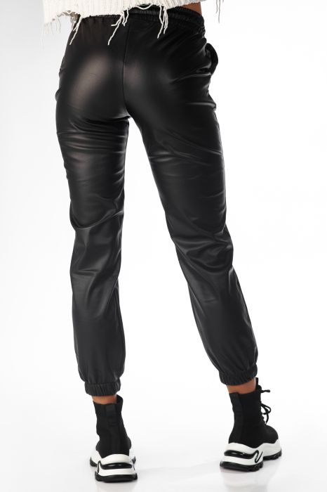 Дамски панталон от екологична кожа Luella Черен #A65