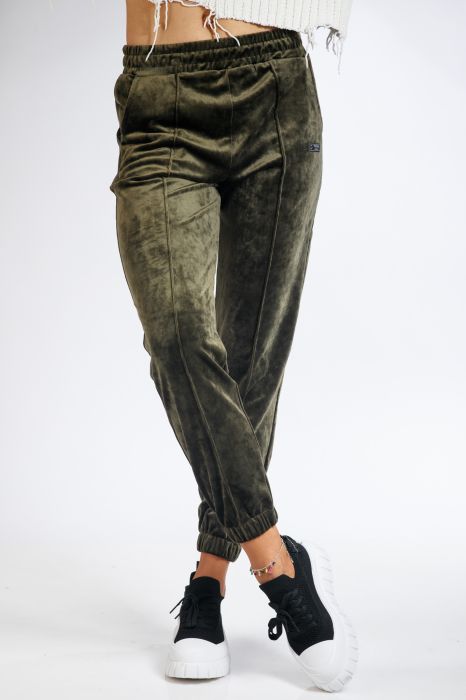 Дамски панталон от кадифе Elina каки #A74