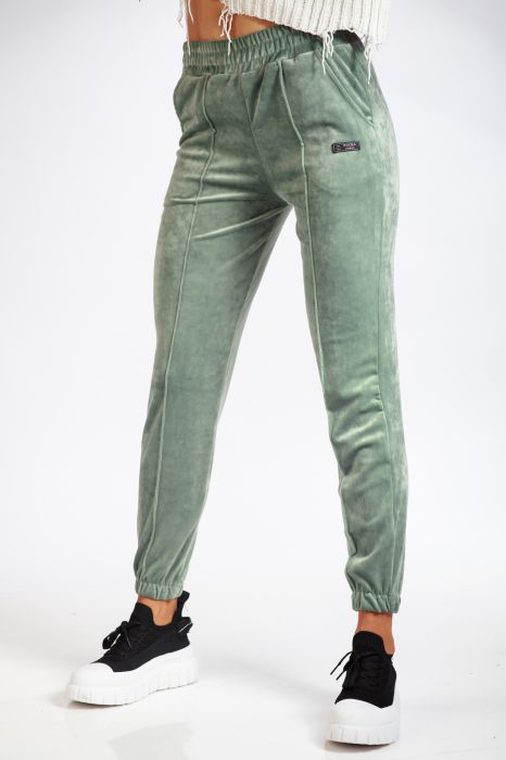 Дамски панталон от кадифе Elina зелено #A71