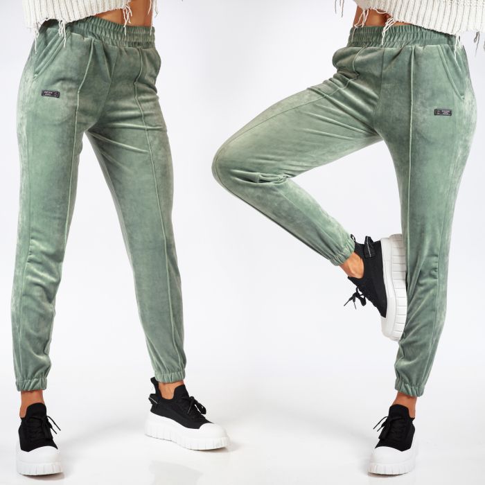 Дамски панталон от кадифе Elina зелено #A71