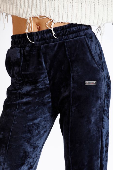 Дамски панталон от кадифе Elina тъмносин #A75