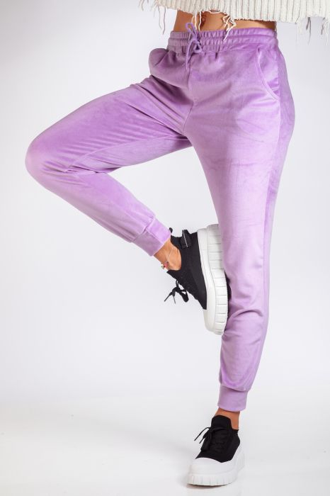 Дамски панталон от кадифе Natasha лилаво #A77
