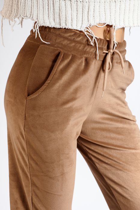 Дамски панталон от кадифе  Natasha  Кафяв #A82