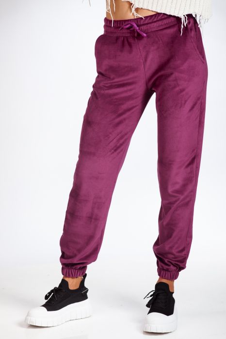 Дамски панталон от кадифе Natasha лилаво #A76
