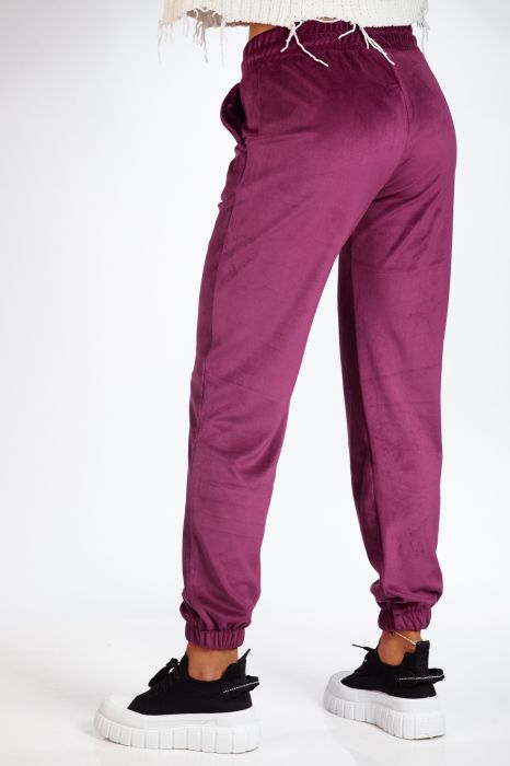 Дамски панталон от кадифе Natasha лилаво #A76