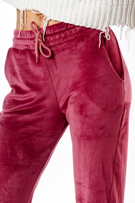 Дамски кадифени панталони Natasha бордо #A81