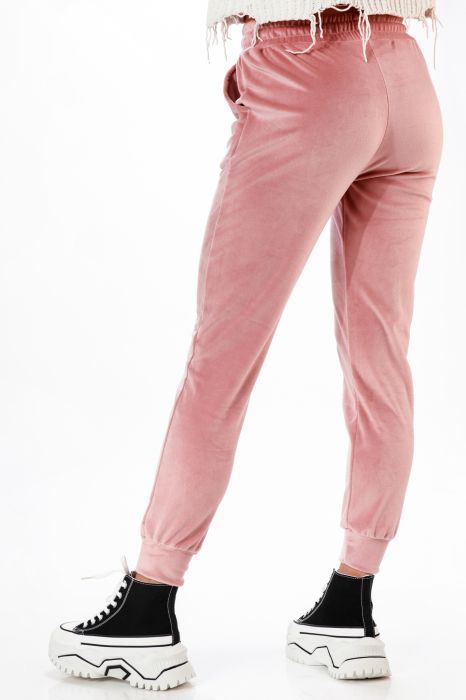 Дамски кадифени панталони Natasha розово #A80
