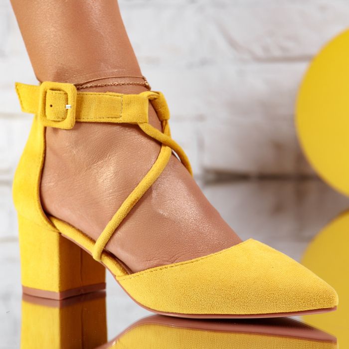 Дамски обувки с токчета Jade жълт #9661