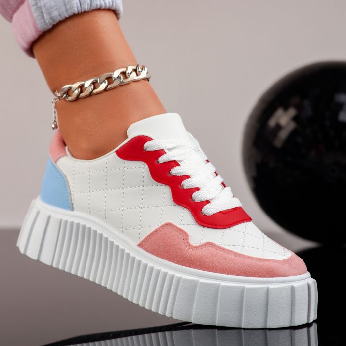 Дамски спортни обувки Rio бяло/червен #9772