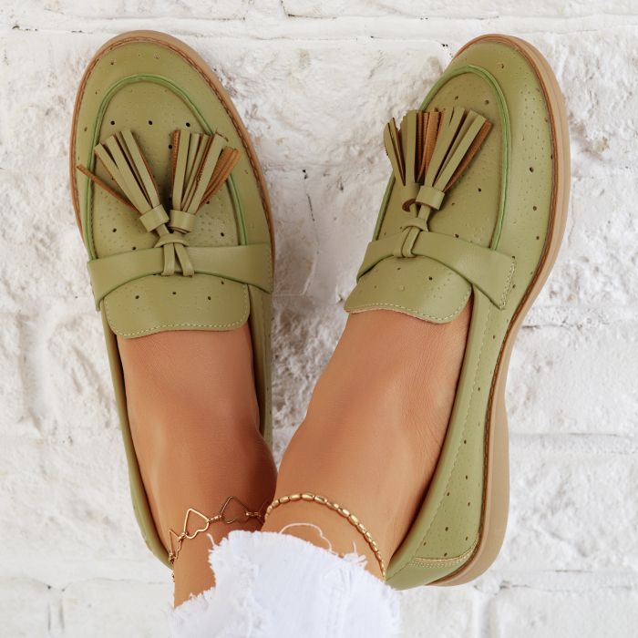 Ежедневни дамски обувки Charlotte зелено# 9844