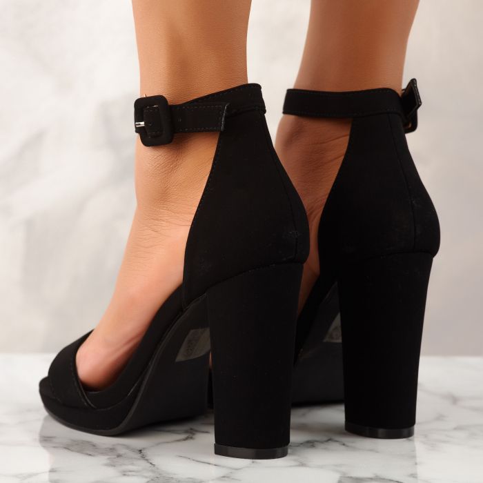 Дамски сандали с ток Angelina черни #10083