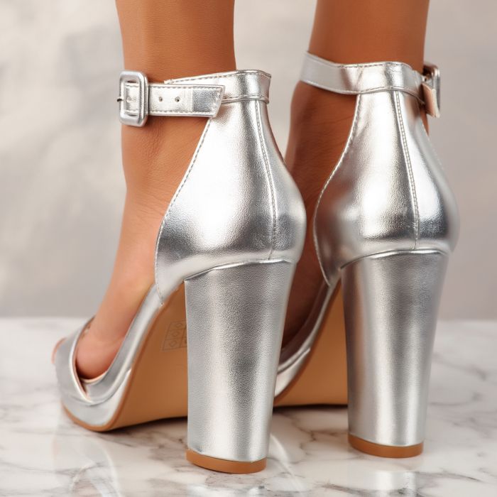 Дамски сандали на ток Angelina2 Сребро #10085