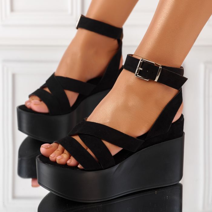 Дамски сандали на платформа Elisa Черен #10101
