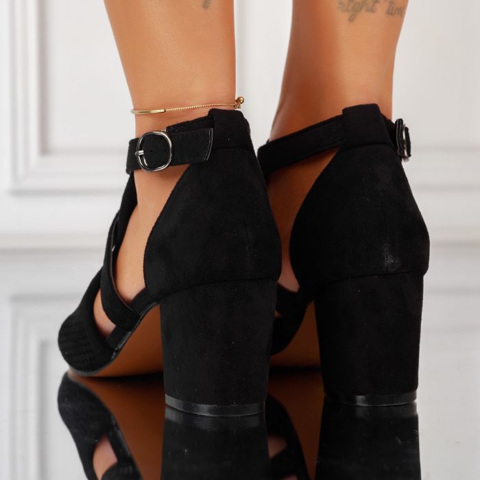 Дамски сандали на ток Giana негри #10175