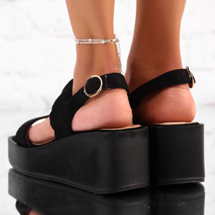 Дамски сандали с платформата Milana черен #10260