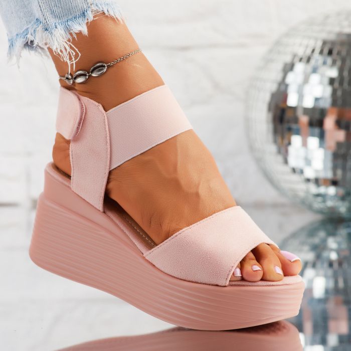 Дамски сандали с платформата Maryse розово2 #10259