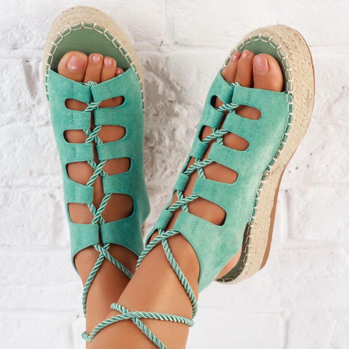  Дамски сандали с платформата Flora зелено #10365