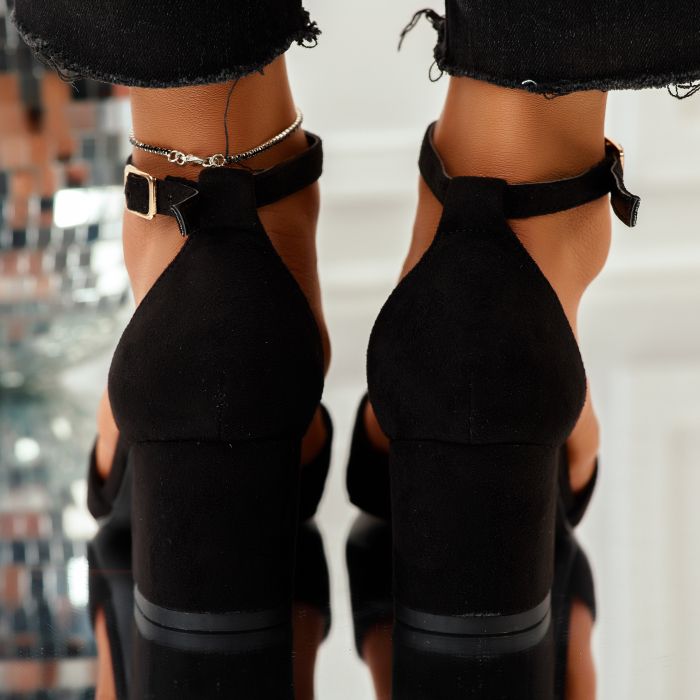 Дамски сандали на ток Riley Черен #10667