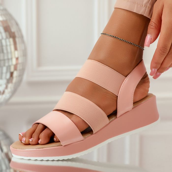 Дамски сандали на платформа Harper розово #10658
