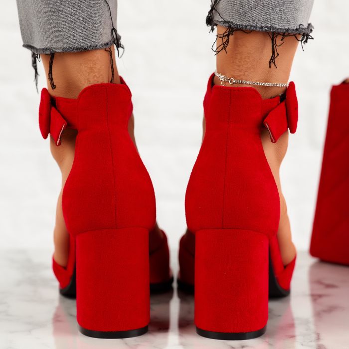 Дамски сандали на ток Ray червен #10846
