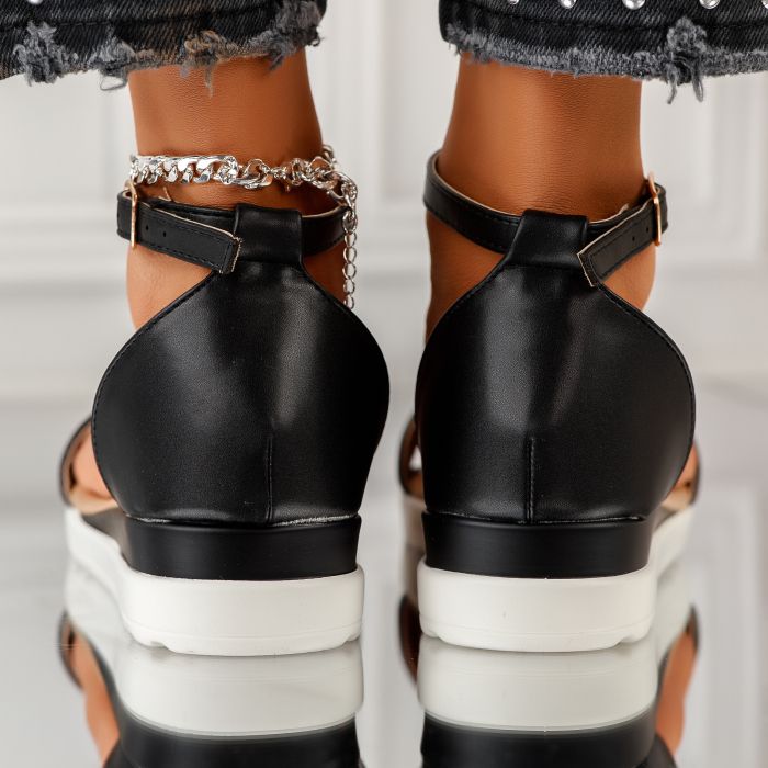 Дамски сандали на платформа Diana Черен #11039